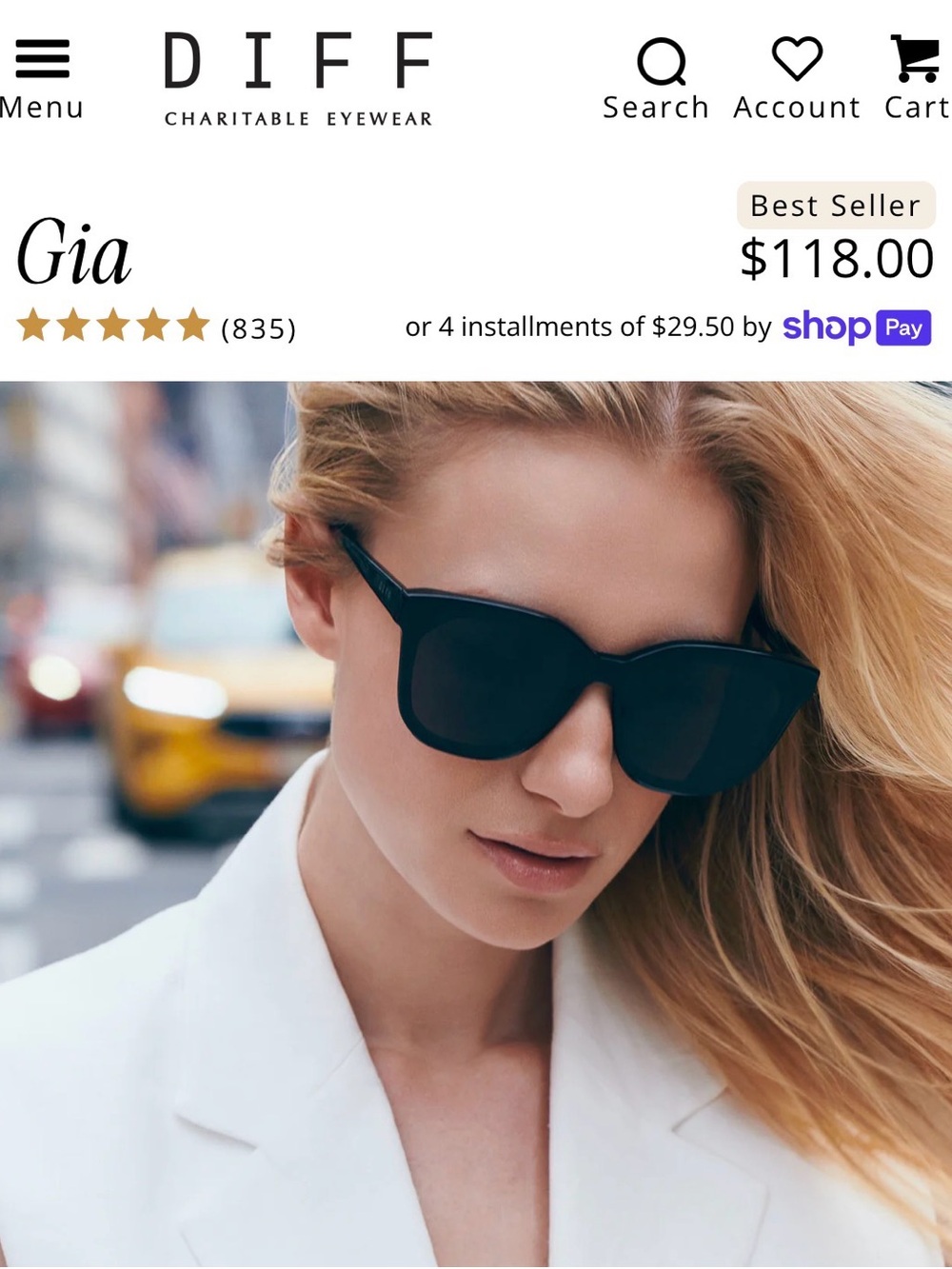 DIFF Black Sunglasses - Picture 4 of 6